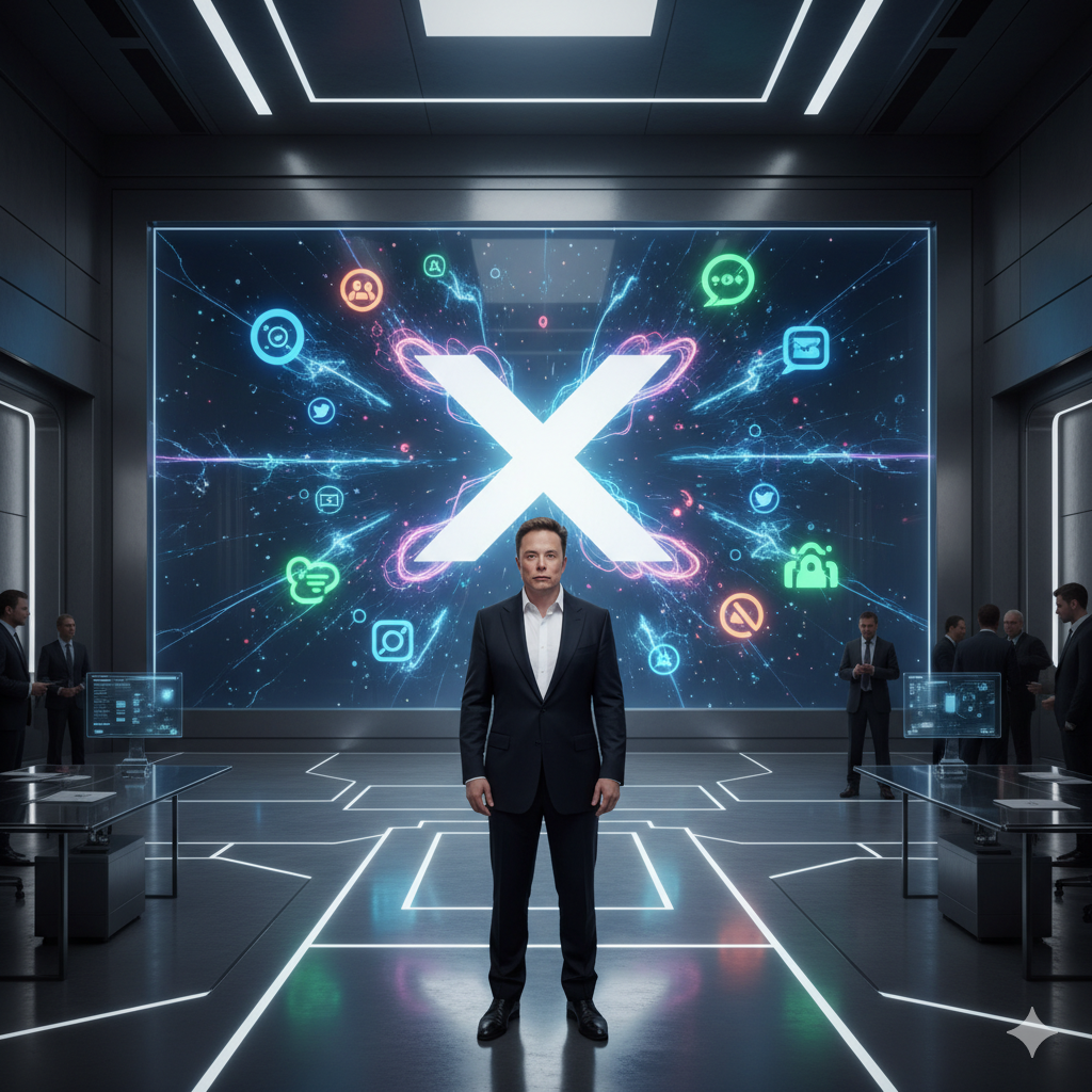 Elon Musk presenting new X features for better user engagement.