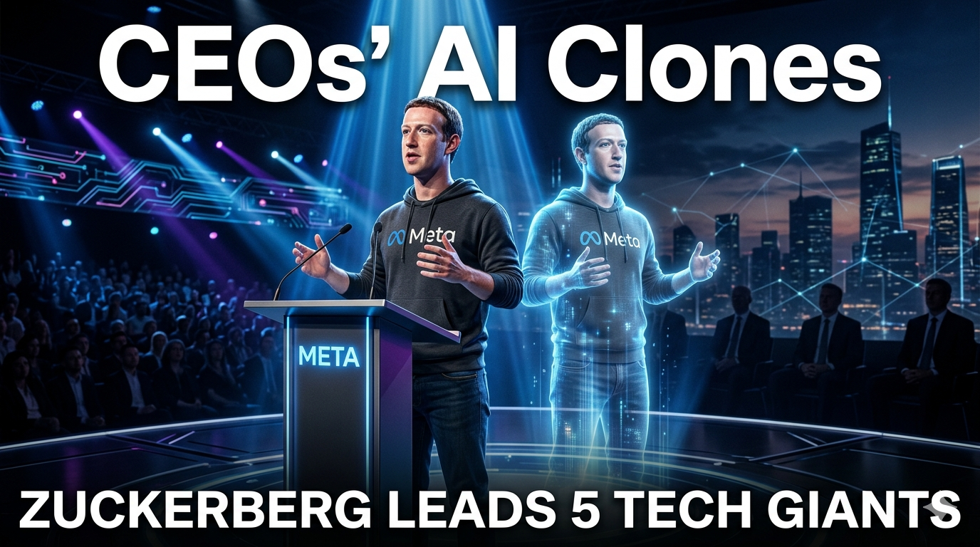 "Mark Zuckerberg with CEOs AI clones digital twin on stage – shocking revolution as 5 tech leaders build AI versions of themselves"